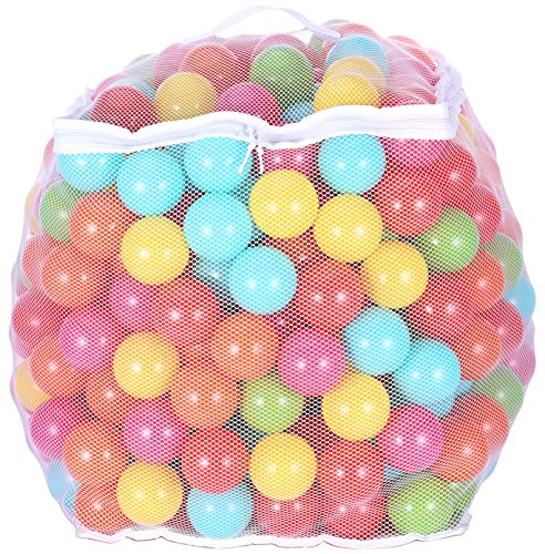 BalanceFrom 2.5-Inch Phthalate Free BPA Free Non-Toxic Crush Proof Play Balls Pit Balls- 6 Bright Colors in Reusable and Durable Storage Mesh Bag with Zipper